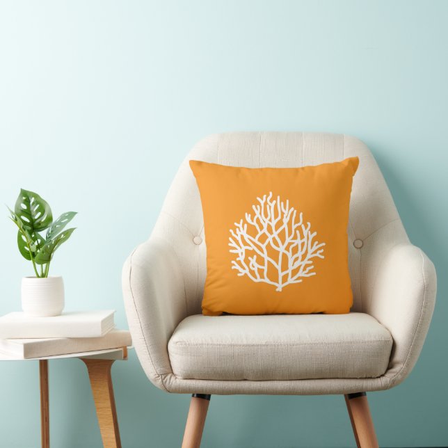 Coral Reef Beach Custom Colours Orange  Throw Pillow (Chair)