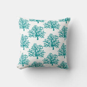 Coral Reef Beach Teal Pillow