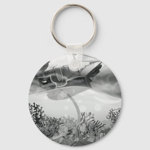 Coral Reef black and white Keychain