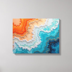 Coral Reef Bloom - 16"x 12" Abstract Fluid Art Canvas Print