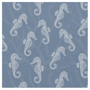 Coral Reef Coastal Seahorse Marine Blue Fabric