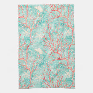 Coral Reef Dive Pattern Kitchen Towel