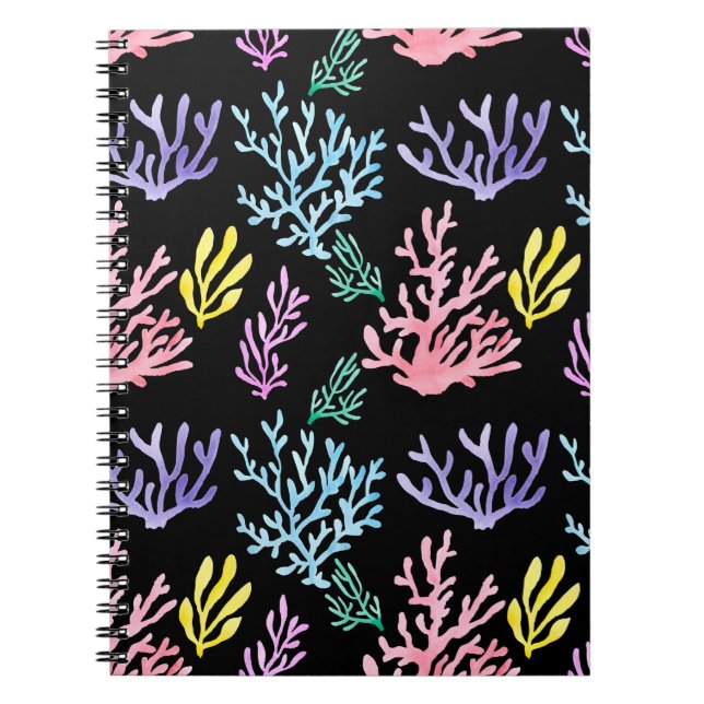 Coral Reef Elegance: Watercolor Pattern Notebook (Front)