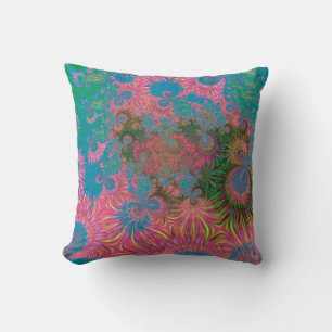Coral Reef Fractal Abstract Art Throw Pillow