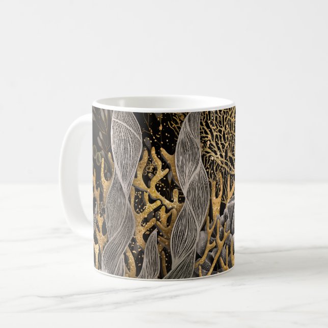 Coral Reef - Gold and Pearl Symphony Coffee Mug (Front Left)