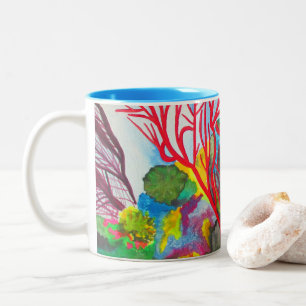 Coral Reef Great Barrier Reef ocean art Two-Tone Coffee Mug