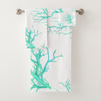 Coral reef in blue bath towel set