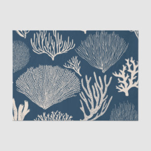 Coral reef in navy blue tissue paper