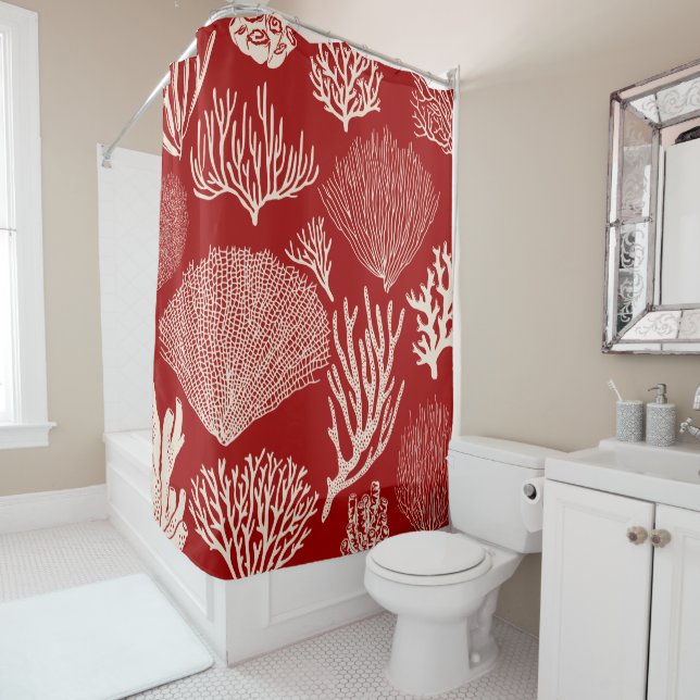 Coral reef in red shower curtain (In Situ)