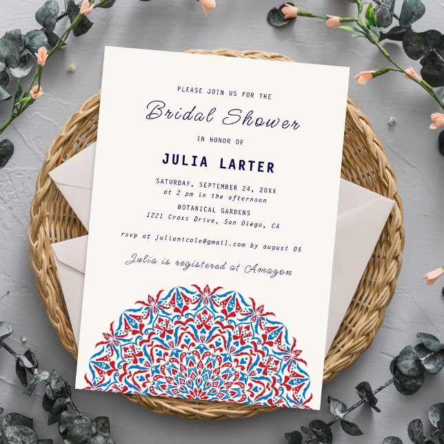 Coral Reef Marble Stone Mandala Bridal Shower Invitation (Creator Uploaded)