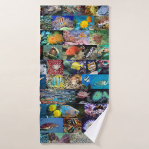 Coral Reef Marine Life: Fish and Animals Photos Bath Towel