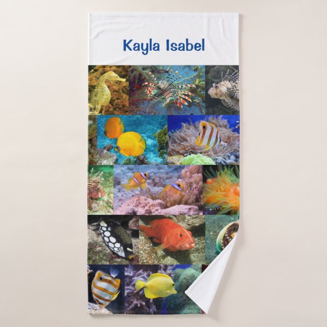 Coral Reef Marine Life Fish Animals Photos Name Bath Towel (Bath Towel)