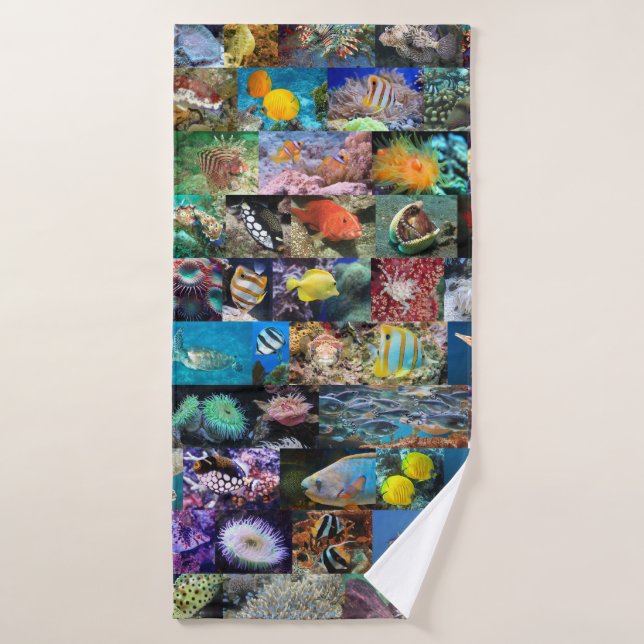 Coral Reef Marine Life : Photos de poissons et d'a (Serviette de bain)