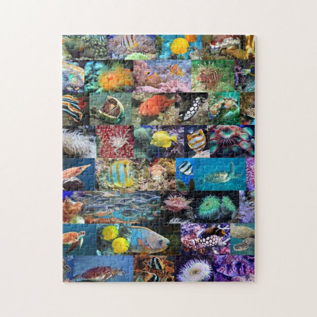 Coral Reef Marine Photo Collage, Age 8, 252 Pieces Jigsaw Puzzle (Vertical)
