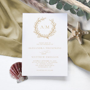 Coral Reef Nautical Beige Minimal Wedding Invitation