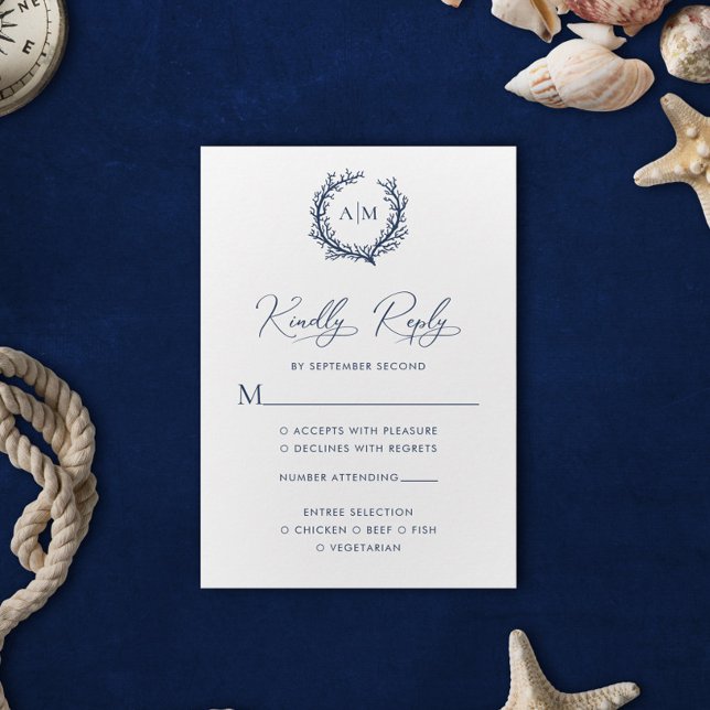 Coral Reef Nautical Wedding RSVP Card (Creator Uploaded)