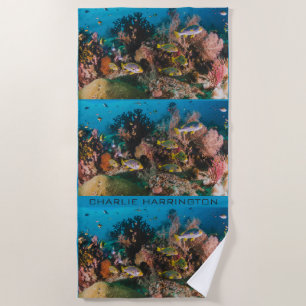 Coral Reef nom personnalisé serviette de plage