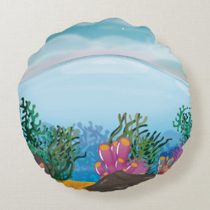 Coral Reef ocean Round Pillow