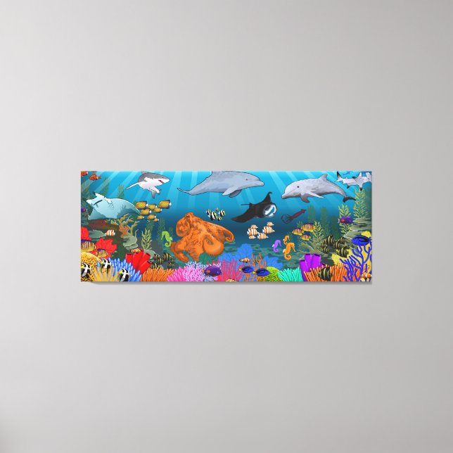 Coral Reef Panoramic canvas art print (Front)
