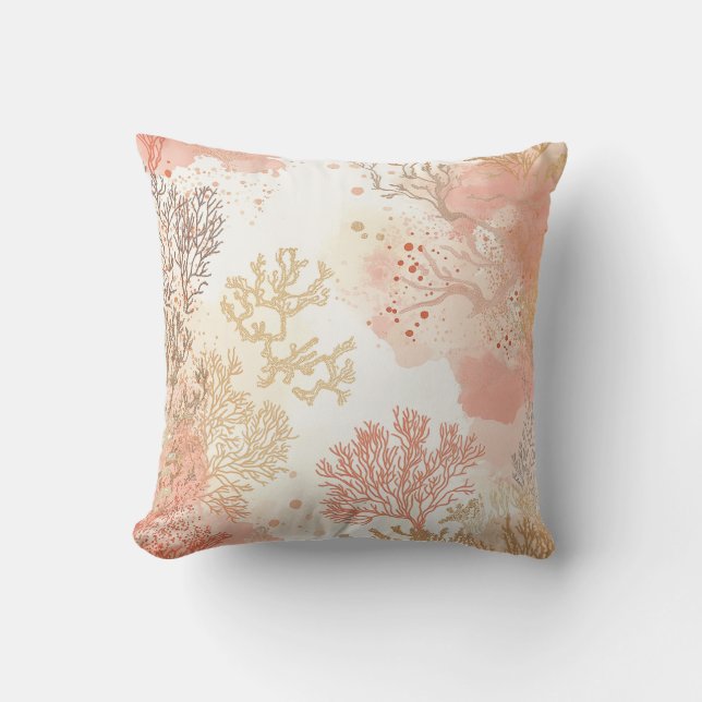 Coral Reef Pastel Throw Pillow (Front)