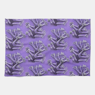 Coral Reef Purple Marine Biology Art Kitchen Towel