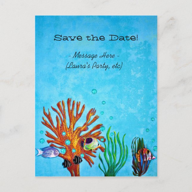 Coral Reef - Save the Date! Announcement Postcard (Front)