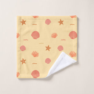 Coral Reef Seashell and Starfish Seamless Pattern Bath Towel Set