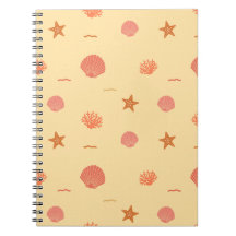Coral Reef Seashell and Starfish Seamless Pattern