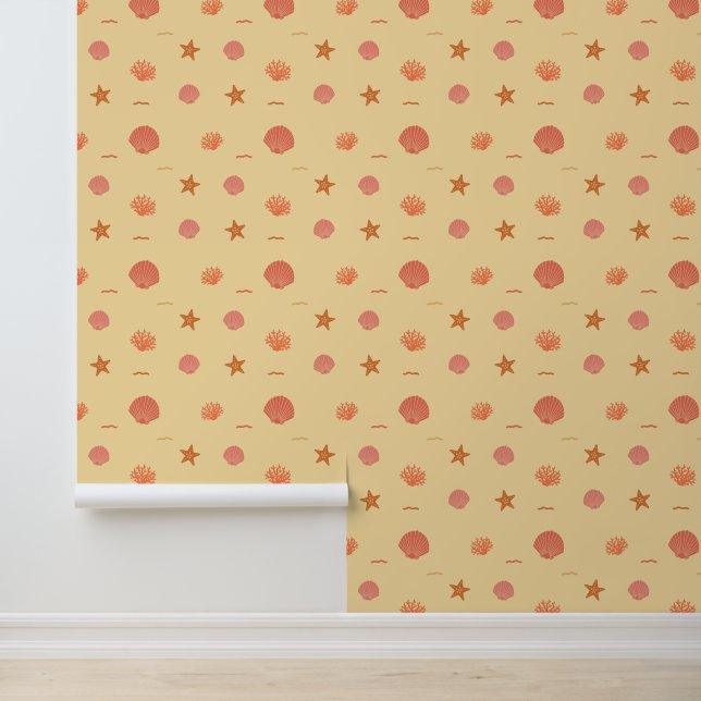 Coral Reef Seashell and Starfish Seamless Pattern  Wallpaper (Application)