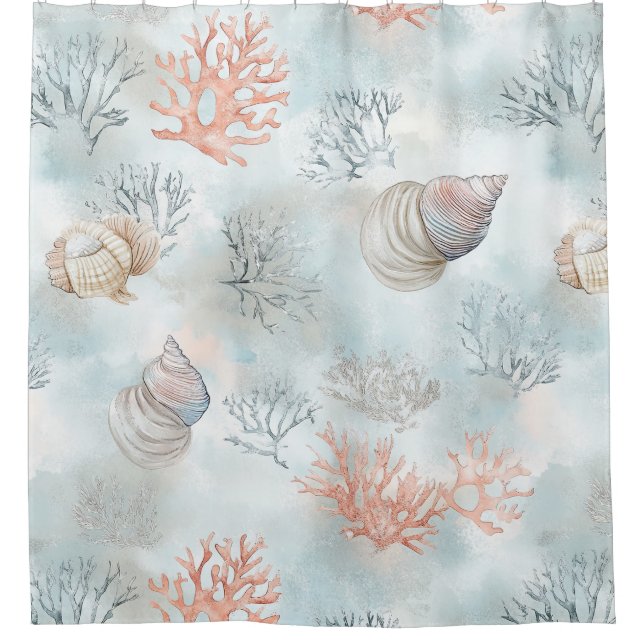 Coral Reef Seashells & Aqua Waves Pattern (Front)