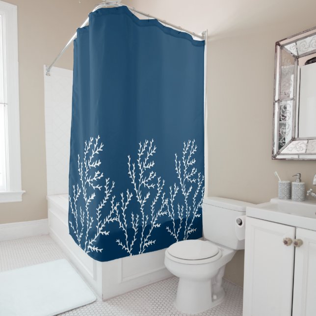 Coral Reef Theme Stylish Teal Blue Seaweed Pattern (In Situ)