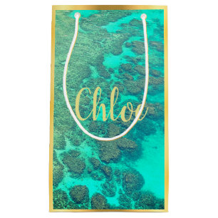 Coral reef turquoise ocean water  small gift bag