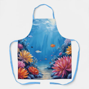 Coral Reef Under the Sea Ocean Painting Apron