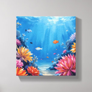 Coral Reef Under the Sea Ocean Painting Canvas Print