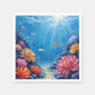 Coral Reef Under the Sea Ocean Painting Napkin