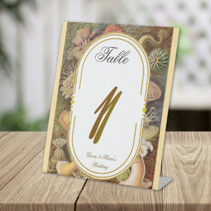 Coral Reef Vintage Art Ernst Haeckel Wedding Pedestal Sign