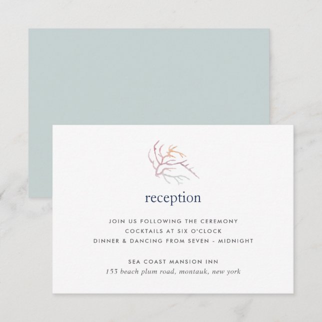 Coral Reef Wedding Reception Enclosure Card (Front/Back)