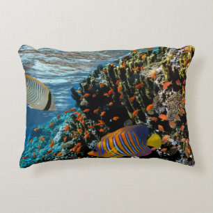 Coral Reef with Fire Coral and Exotic Fishes Accent Pillow