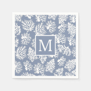 Coral Reefs summer coastal beach  monogram Outdoor Napkin