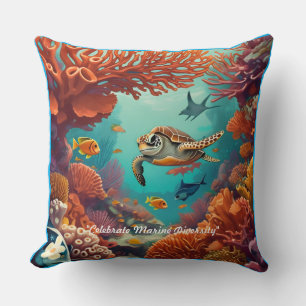 "Coral Reflections" Throw Pillow