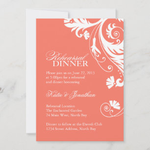 Coral Rehearsal Dinner Invitations