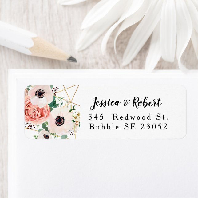 Coral rose Aquarelle Fleurs Mariage Personnalisé (En situation)