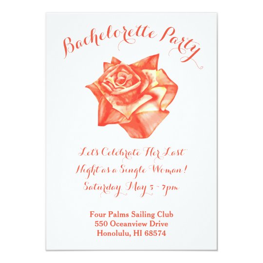 Coral Rose Bachelorette Party Invitation