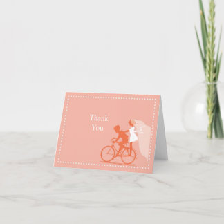 Coral Rose Bicycle Couple Thank You Note Card