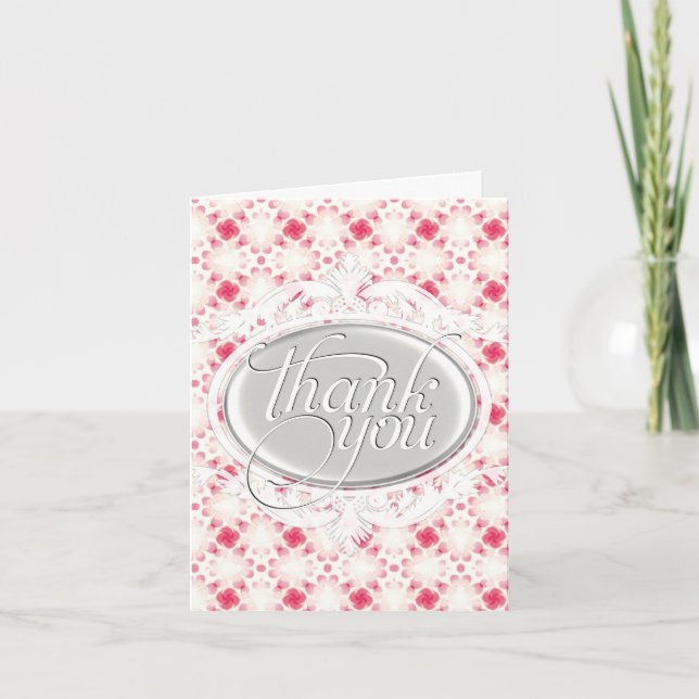 Coral Rose & Blanc Motif Décor Merci Cartes (Devant)