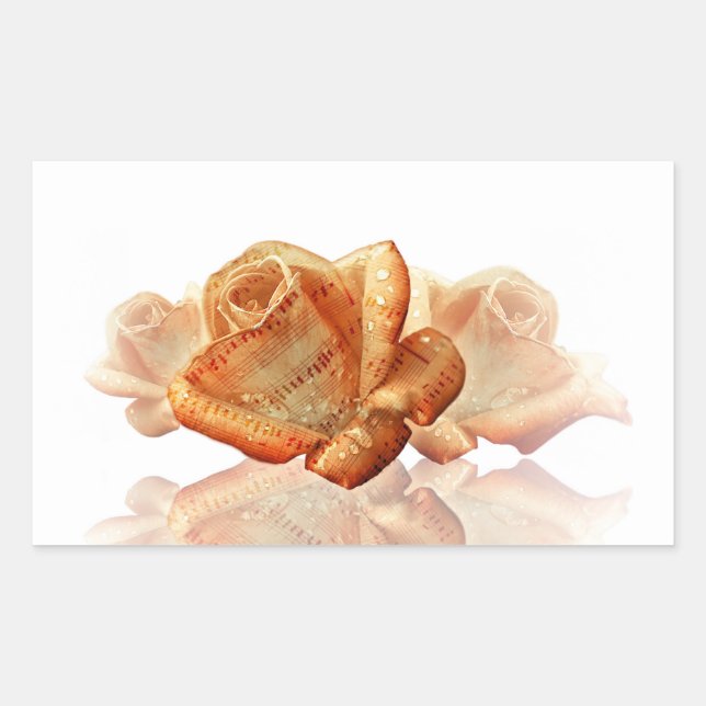 Coral Rose Blossom with Sheet Music Sticker (Front)