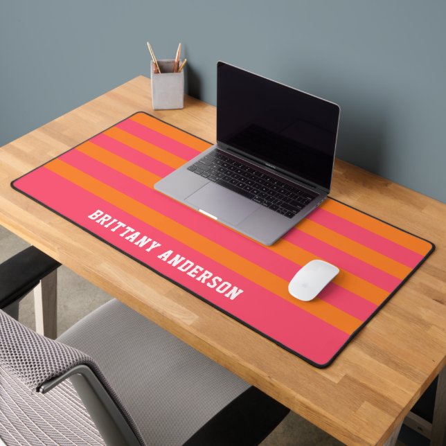 Coral rose & Bright Orange Stripes Nom du Motif (Bureau 2)
