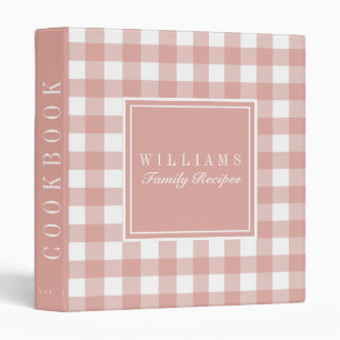 Coral Rose Buffalo Plaid Recipe Cookbook Binder