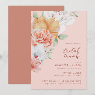 Coral rose Floral Bridal Brunch Shoch Invitation