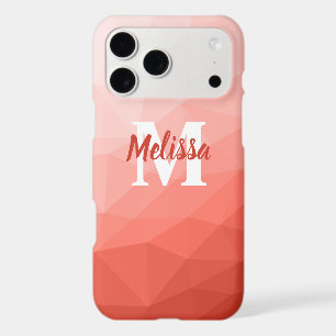 Coral rose geometric mesh ombre pattern Monogram